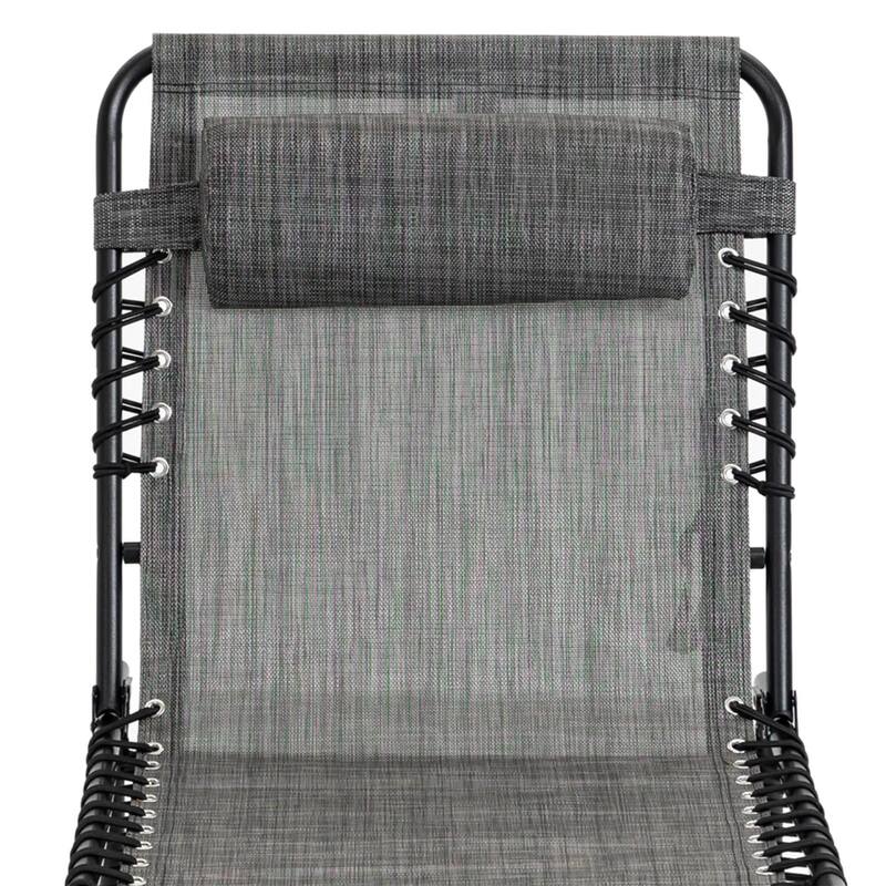 Reclining Chaise Lounge with Adjustable Back, Pillow for Patio Beach