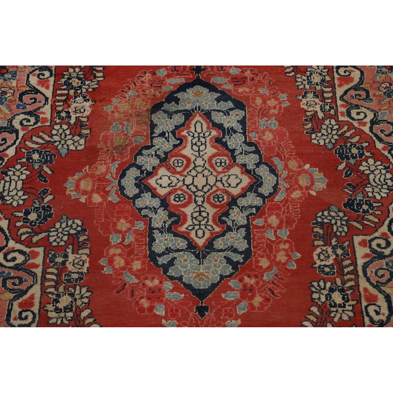 Antique Floral Traditional Mahal Persian Area Rug Handmade Wool Carpet - 7'10" x 11'1"