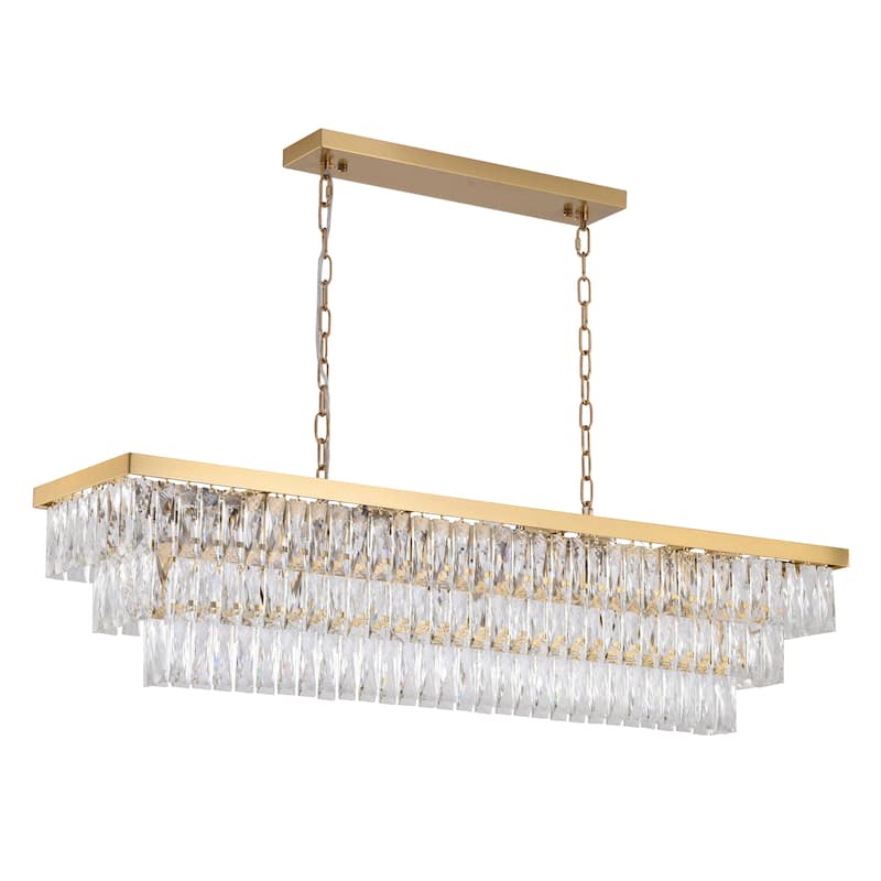 16-Light Gold Metal Chandelier With Clear Crystal