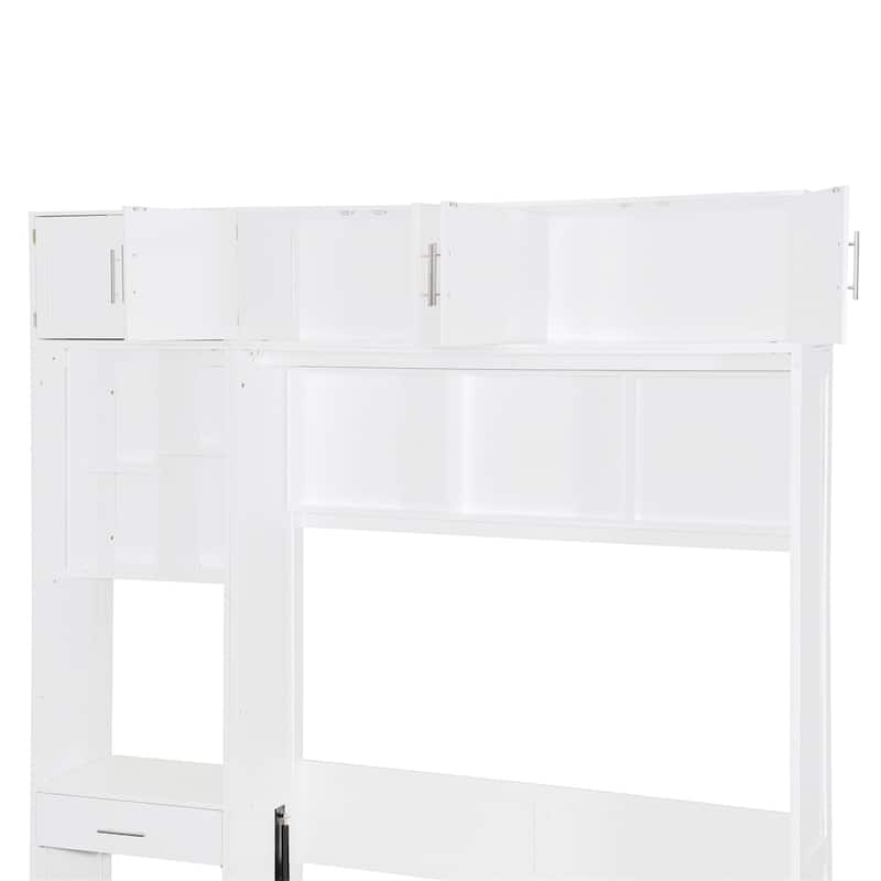 Full Size Wall Murphy Bed with Desk,Space Saving Foldable Bed