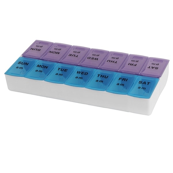 Words Printed Double Row Tablet Pill Medicine Case Box Weekly Storage Holder