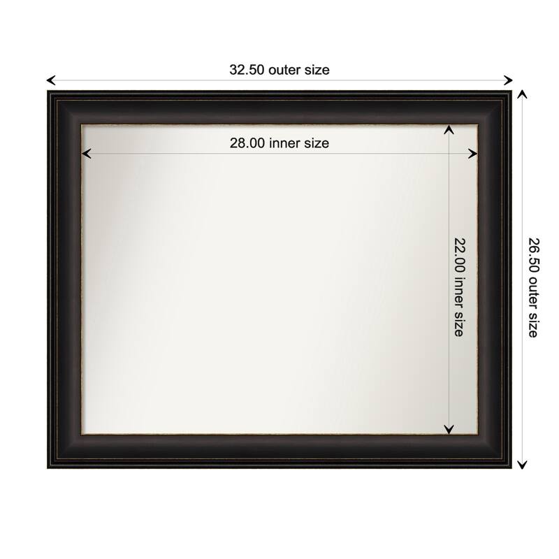 Trio Oil Rubbed Bronze Framed Non-Beveled Custom Wall Mirror, Bathroom Vanity Mirror - Outer Size: 32.5 x 26.5