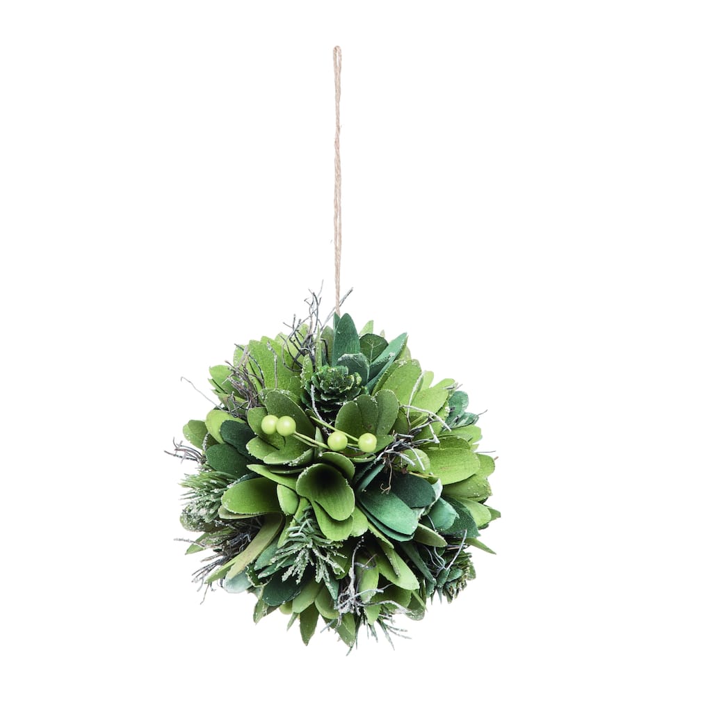 Transpac Wood 5.5 in. Green Christmas Curl Green Ball