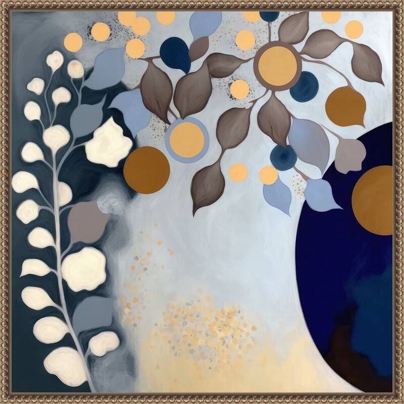 Modern Midnight Bloom II by Bella Eve Framed Canvas Wall Art Print - Sylvie Beaded Gold