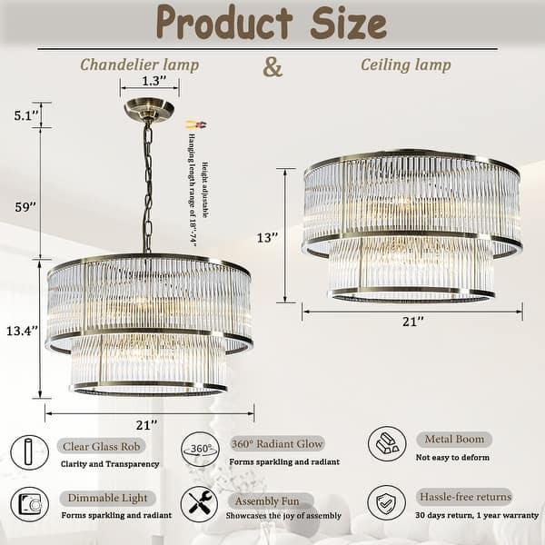 dimension image slide 1 of 2, Modern Glam Black / Antique Bronze 4/10-Light Glass Drum Flush Mount Contemporary Ceiling Light For Living Room Entryway