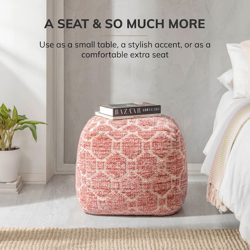Jani 20-inch Ottoman Pouf - Handcrafted Handmade Ottoman for Seating, Footrest, Home Decor for Living Room, Bedroom