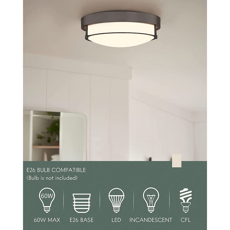 12 Inch 2-Light Flush Mount Light Fixture, Modern Ceiling Light