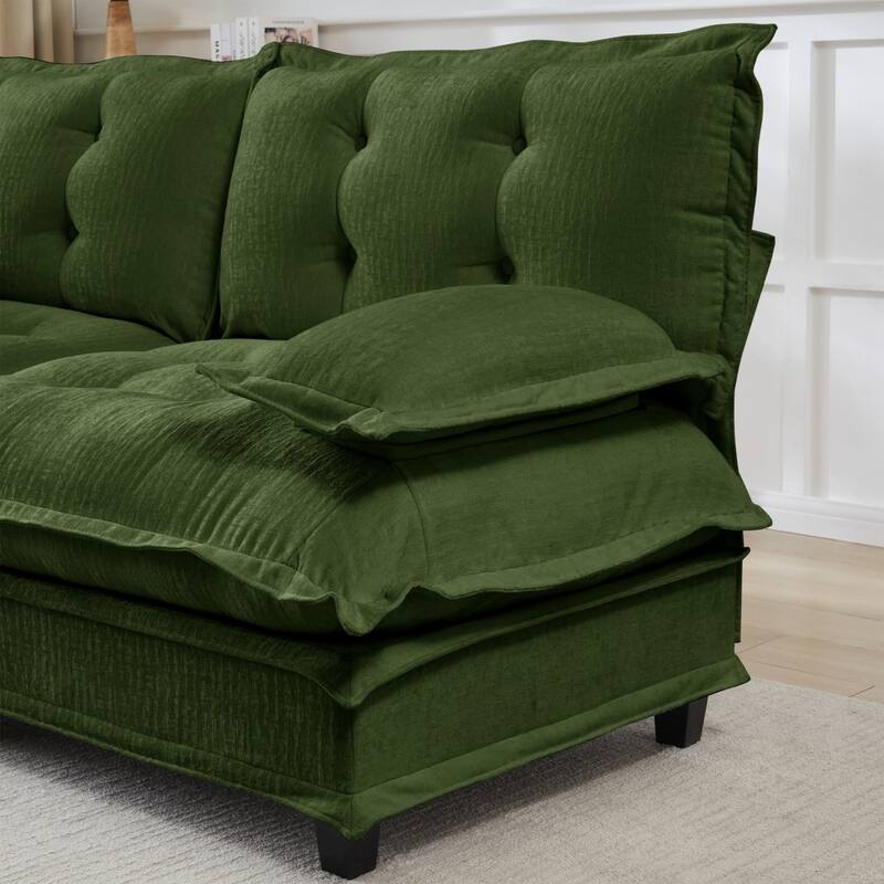 107.8" Chenille Sectional Sofa with Movable Ottoman