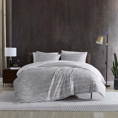 Kenneth Cole New York Abstract Stripe Cotton Grey Comforter Set - Bed ...