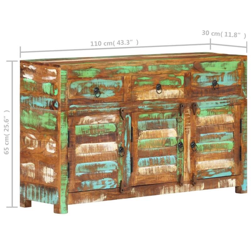 vidaXL Sideboard 43.3"x11.8"x25.6" Solid Wood Reclaimed - 43.3" x 11.8" x 25.6"