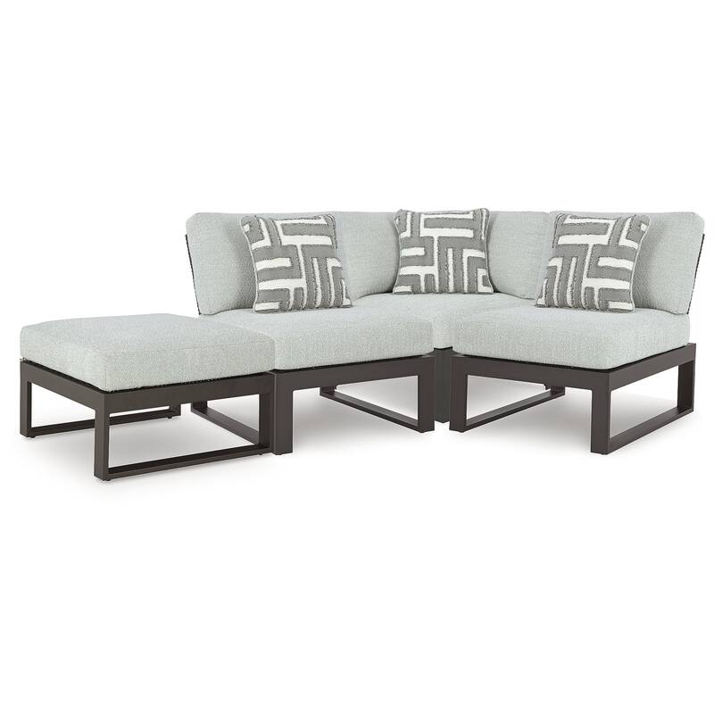 Signature Design by Ashley Beachloft Black/Gray 4-Piece Outdoor Sectional - 58" W x 58" D x 32" H