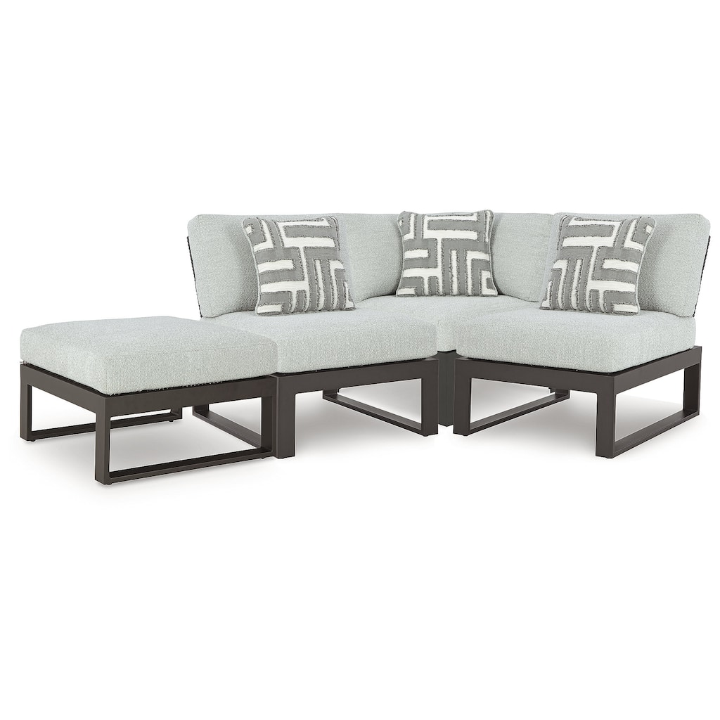 Signature Design by Ashley Beachloft Black/Gray 4-Piece Outdoor Sectional - 58" W x 58" D x 32" H