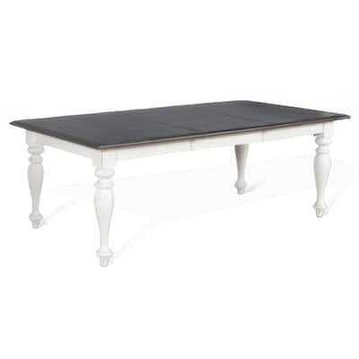 Orso Dining Table, White Mindi Wood, Rectangular Extendable 60-84 Inch