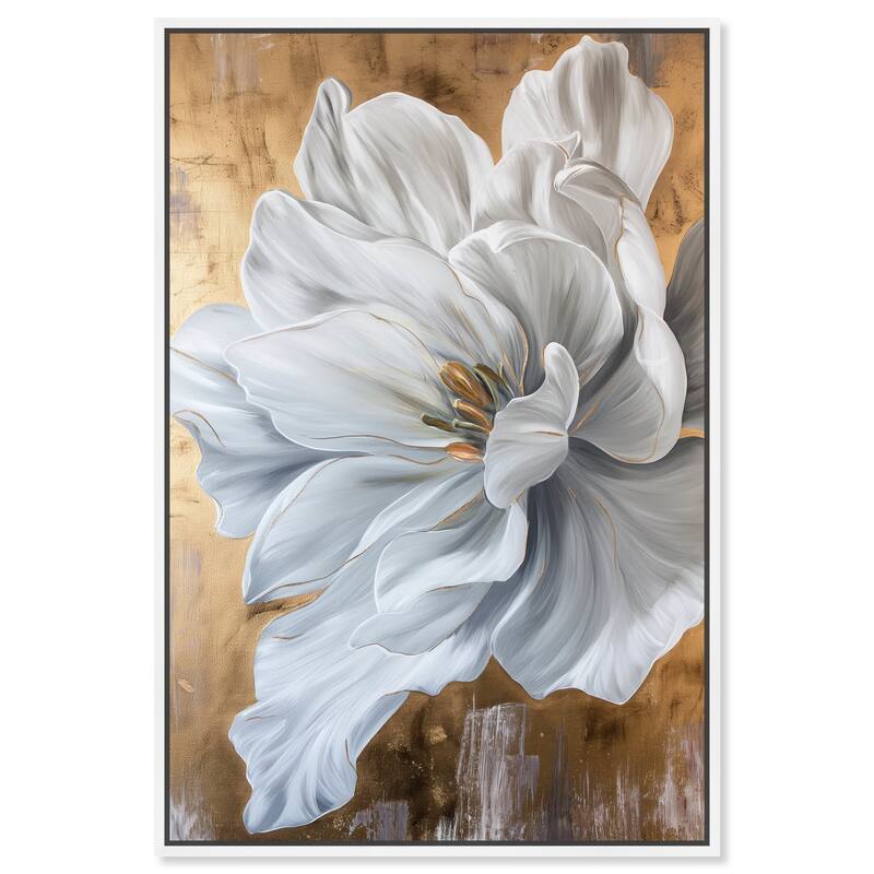 Art Remedy Bloom White Petals Framed Floral Fine 1 Piece Canvas Wall Art - 11 x 16 - White