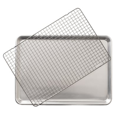 Nordic Ware 2 Piece Half Sheet with Oven-Safe Grid - Silver