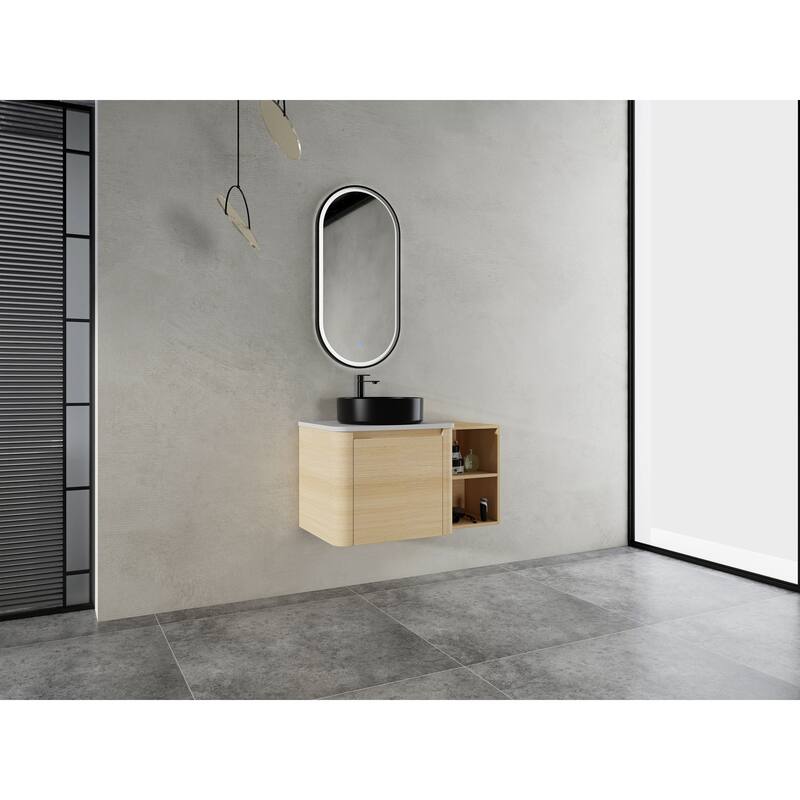 24" Wall Mounted Floating Cabinet /Side Cabinet Combo, Rectangular Vanity, Small Bathroom Sink With Single Faucet Hole