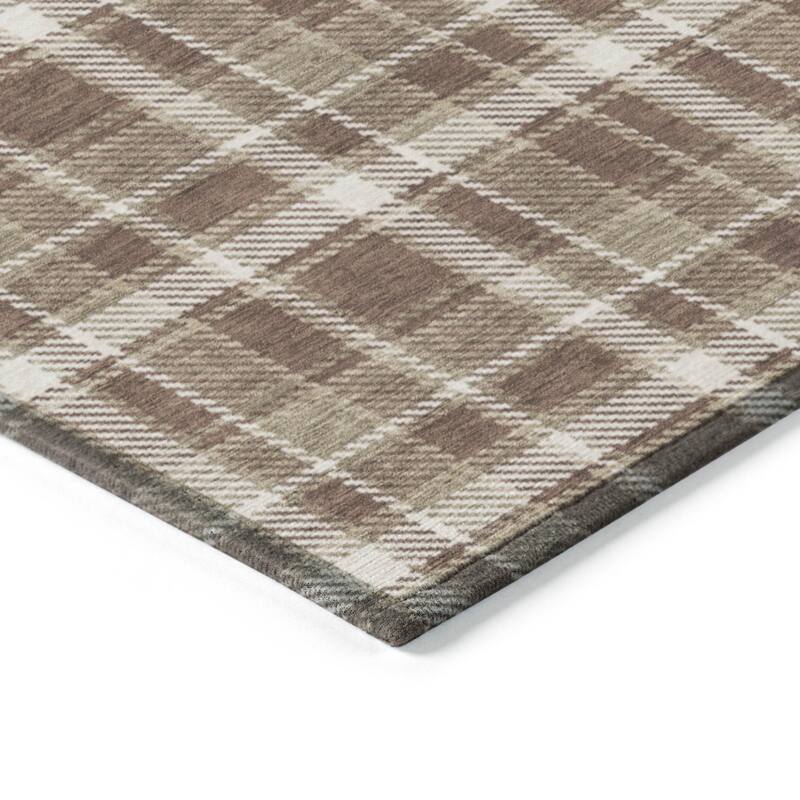 Alfiz Plaid Weather Resistant Blended Style Runner Outdoor Rug