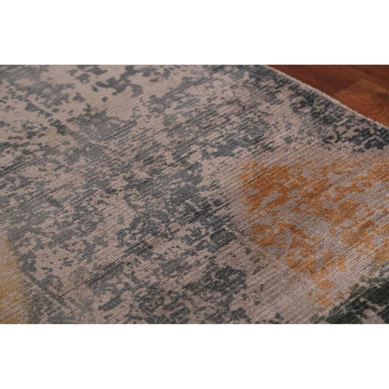 Abstract Modern Runner Rug Handmade Wool Carpet - 2'8"x 10'0"