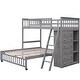 preview thumbnail 9 of 11, Wooden Loft Bed Frame with Bottom Bed Wheels w6 Drawers,3 Shelves,Grey