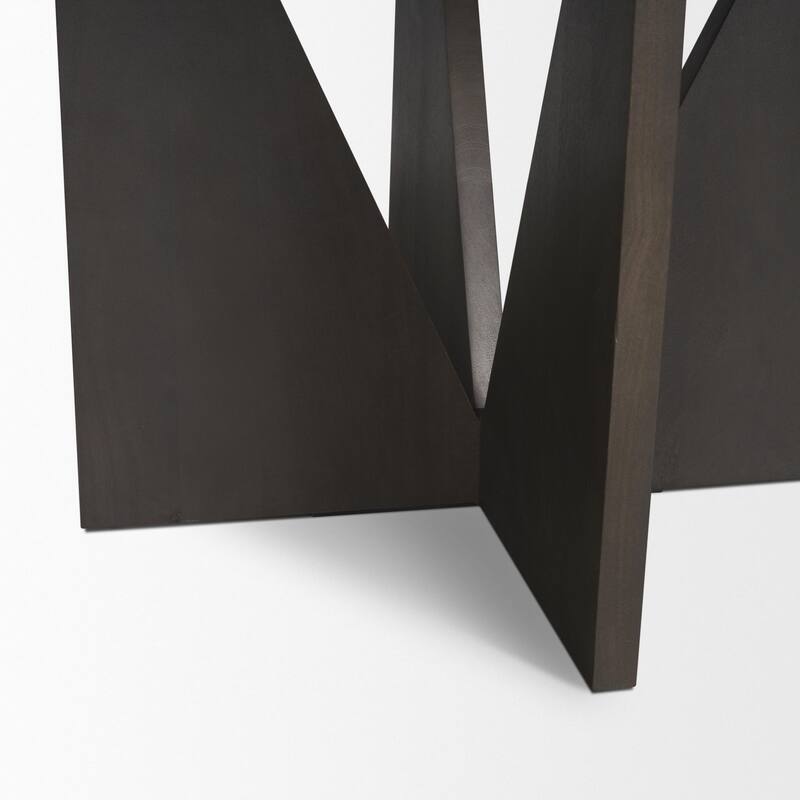 Tarro 60" Round Textured Espresso Wood w/ Geometrical Base Dining Table - 60.0L x 60.0W x 30.0H
