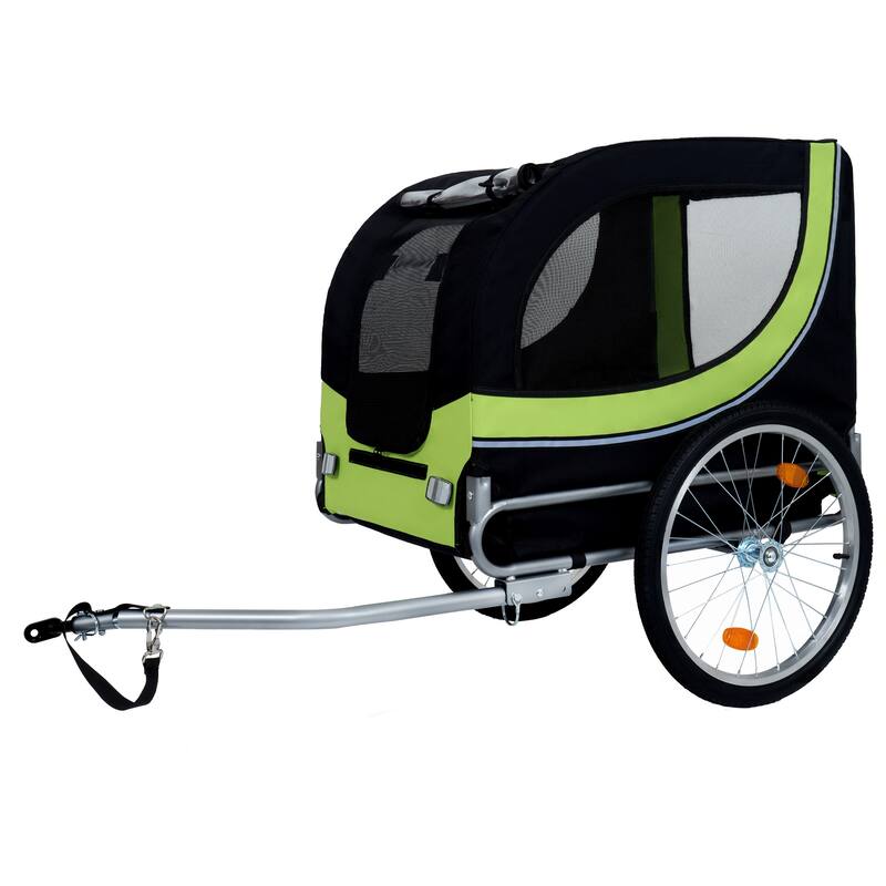 Large Folding Bike Trailer For Dogs - 66lb Capacity All-Terrain Pet Carrier, Durable Steel Frame For Cycling - Black+Green
