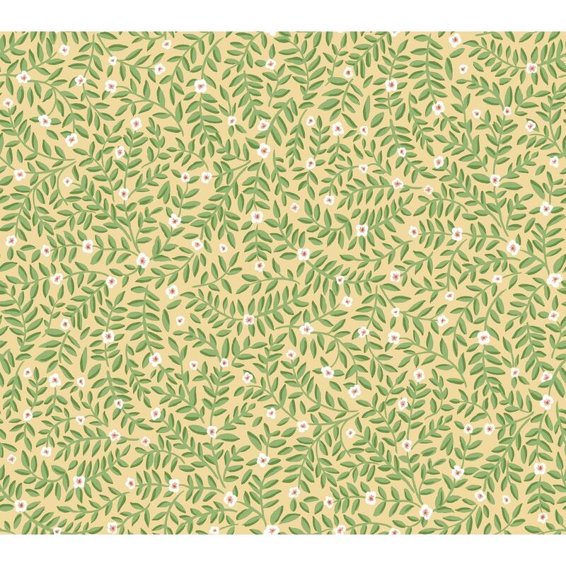 Rifle Paper Co. Elodie Gold Petite Floral Premium Peel + Stick Wallpaper