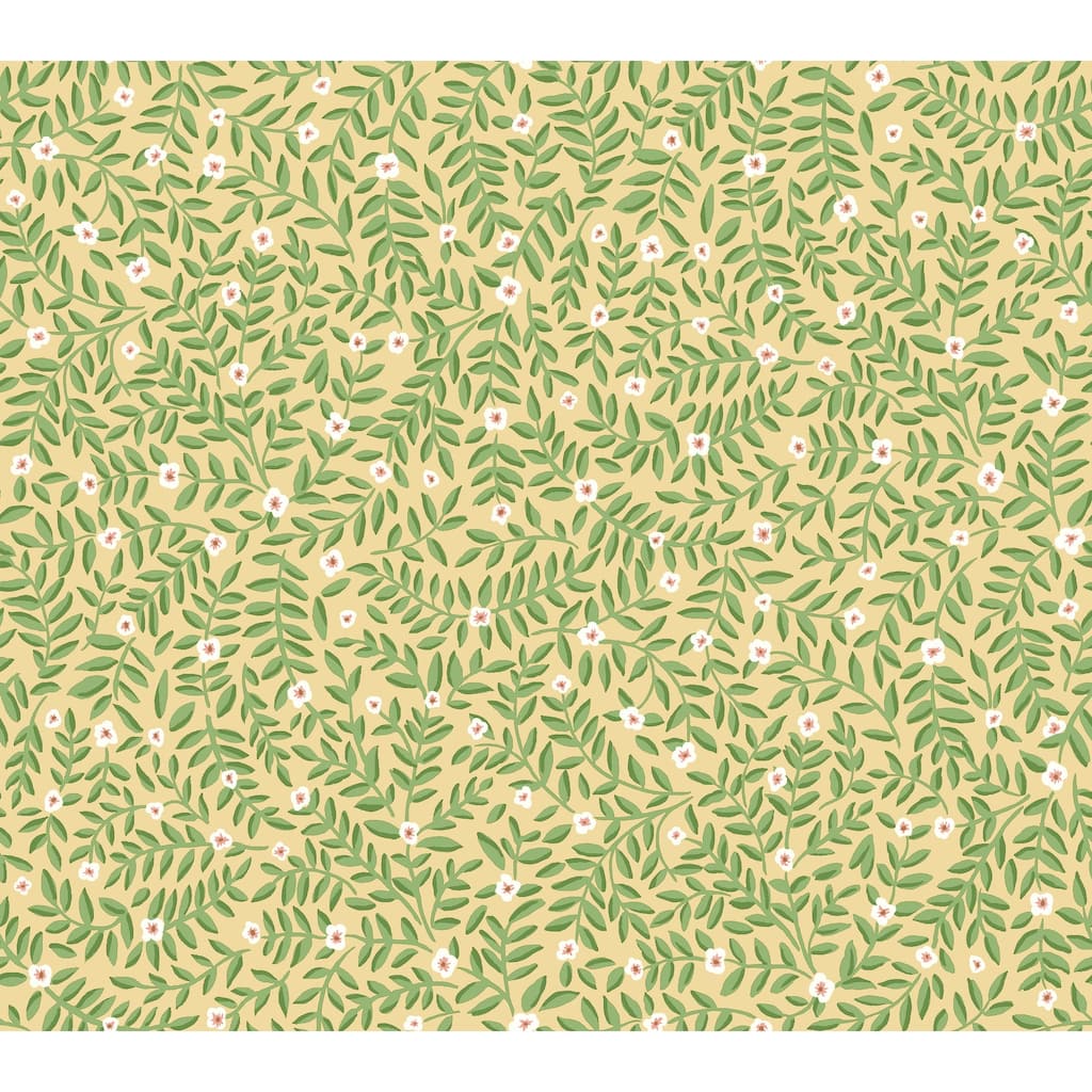 Rifle Paper Co. Elodie Gold Petite Floral Premium Peel + Stick Wallpaper