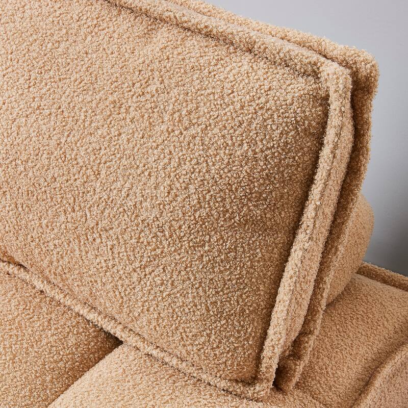 Lazy Teddy Fabric Sofa with Wooden Legs & Removable Back Cushion