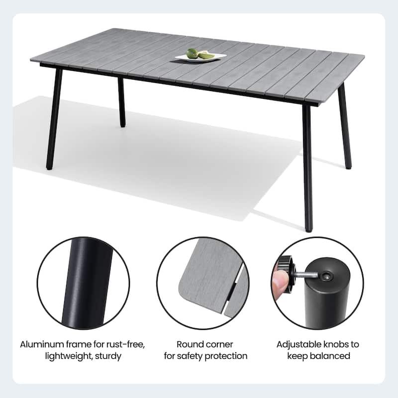 7/9-Piece Outdoor Patio Dining Set Aluminum Rectangular Dining Table and Folding Chairs