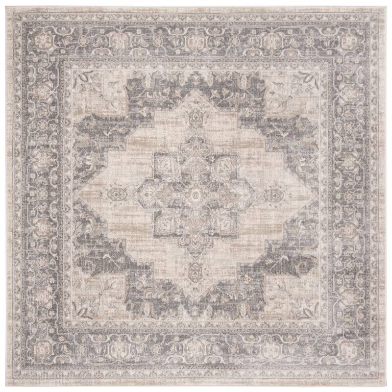 SAFAVIEH Brentwood Clara Traditional Oriental Medallion Rug - 6'7" x 6'7" Square - Cream/Grey