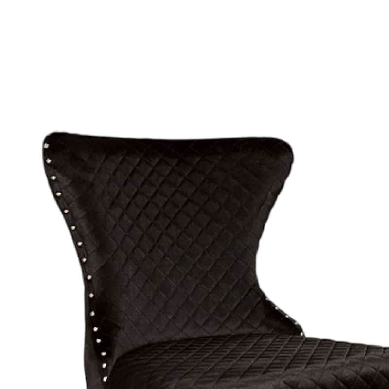 Anova Dining Side Chair Set of 2, Diamond Pattern Black Seat, Gold Leg