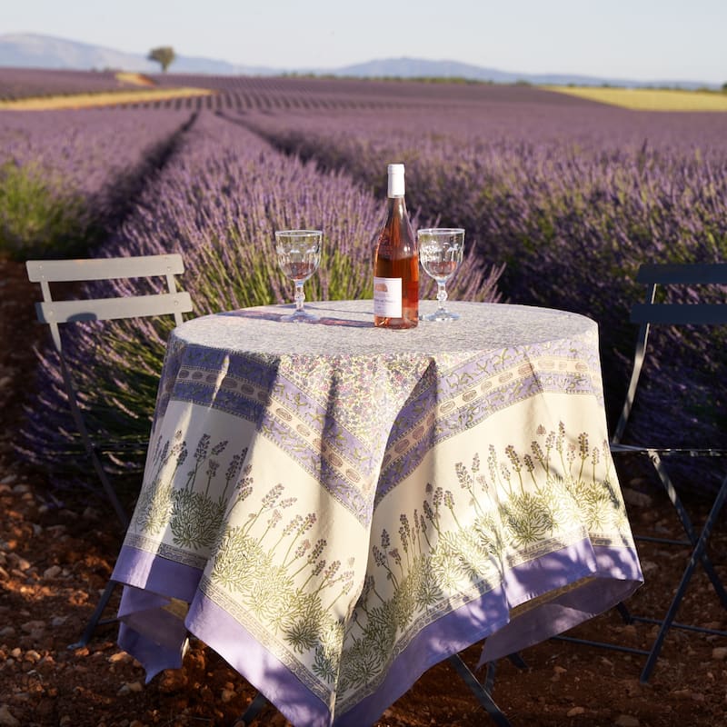 Couleur Nature Handmade Lavender Square Cotton Tablecloth