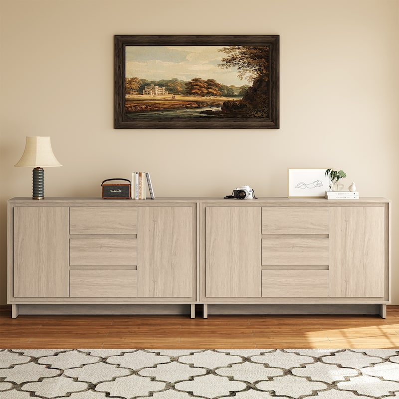 Modern Storage Cabinet with 2 Doors, 3 Drawers & Framed Edge Design - N/A