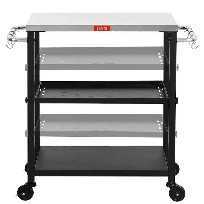 Feasto 161266E 3-Shelf Adjustable Layer's Utility Kitchen Cart - N/A