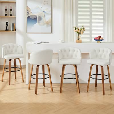 25.5"/28"Faux Leather Upholstered Wood Frame Swivel Counter or Bar Height Bar Stool, Set of 2/4
