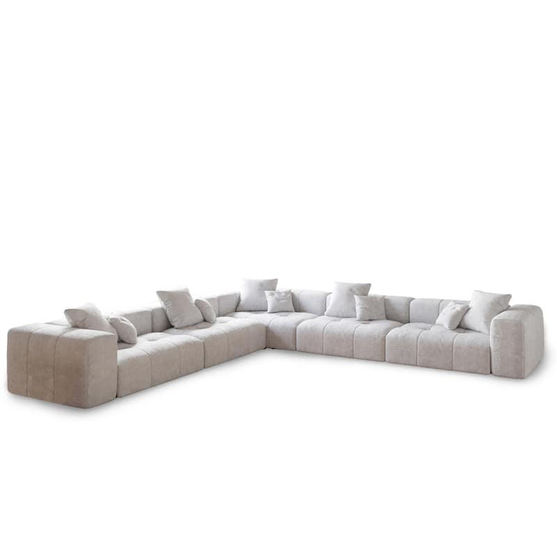 144'' W Extra Large Linen Corner Sectional Sofa Couch for Living Room Set