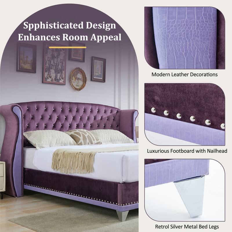 Christopher Knight Home-Eldora Upholstered Bed with Wingback