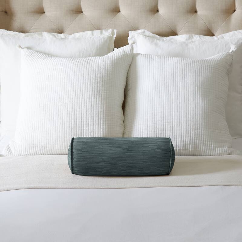 Sorra Home Velvet Bolster Pillow - 16 in x 6 in x 6 in - Oasis