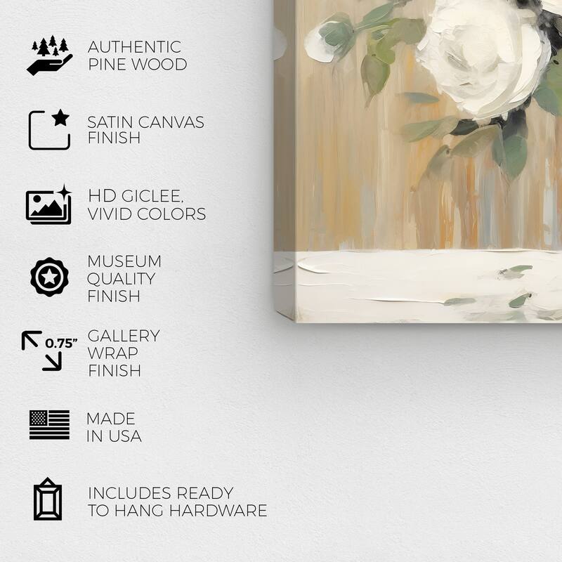 Wynwood Studio Canvas Floral and Botanical Honied White Flowers White and Tan French Country Wall Art Canvas Print