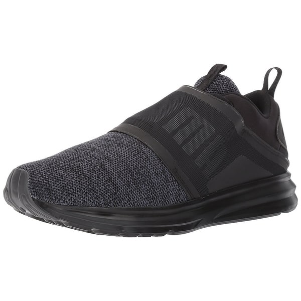 Shop Puma Men S Enzo Strap Knit Sneaker Puma Black Asphalt