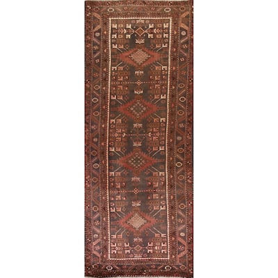 Heriz Persian Vintage Runner Rug Hand-knotted Wool Carpet - 3'8"x 11'4"