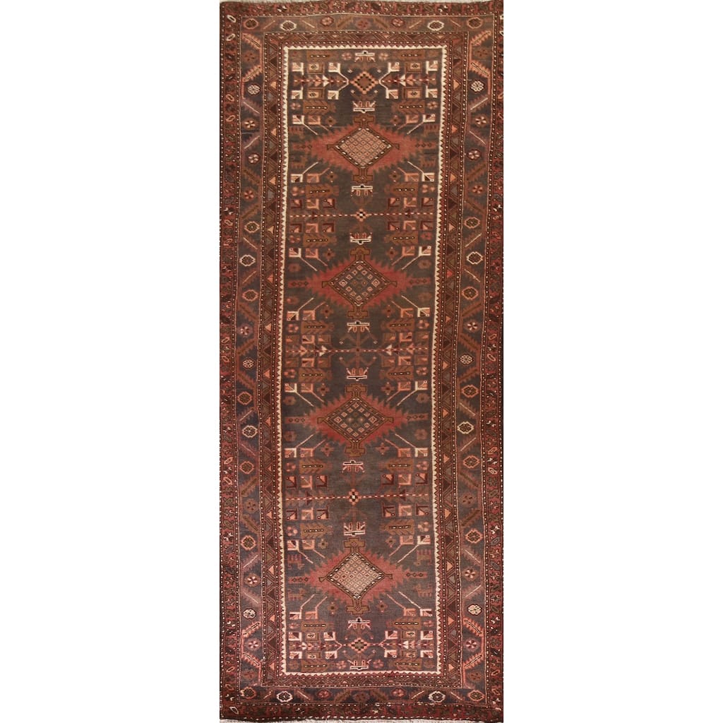 Heriz Persian Vintage Runner Rug Hand-knotted Wool Carpet - 3'8"x 11'4"