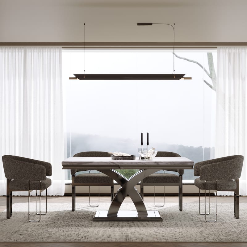 Luxury Dining Room Table Set with Armrest Dining Chairs
