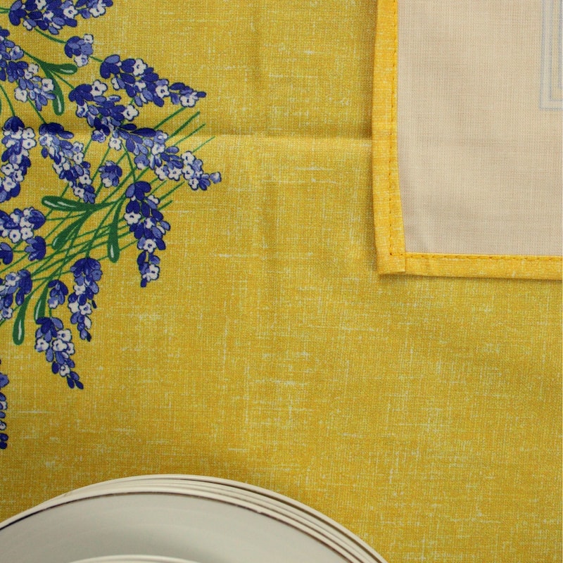 Wipeable Spill Resistant Provencal Cotton Cannes Collection Tablecloth