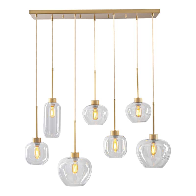 7-Light Cluster Glass Liner Kitchen Island Pendant Light for Dining/ Living Room