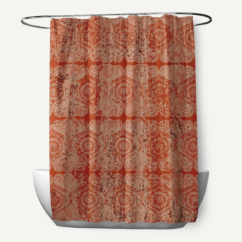 71 x 74-inch Patina Geometric Print Shower Curtain - Orange