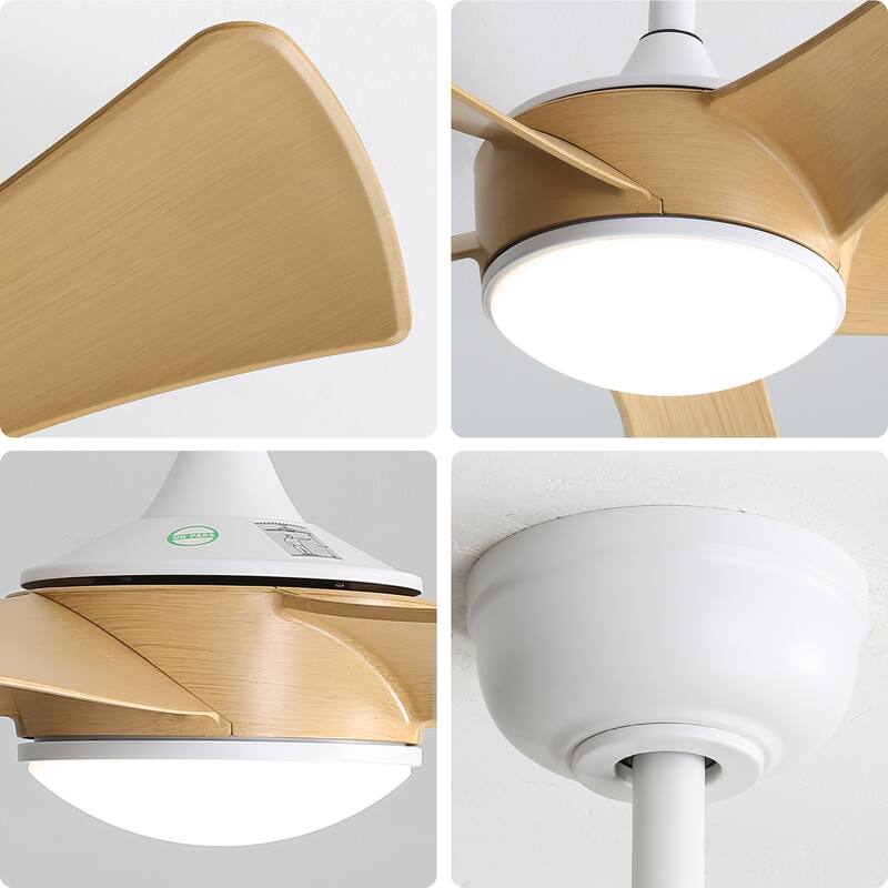 Farmhouse 5 ABS Blades Reversible Ceiling Fan Chandelier, 52" Indoor/Outdoor Ceiling Fan with Light Remote, 6-Speeds Timing