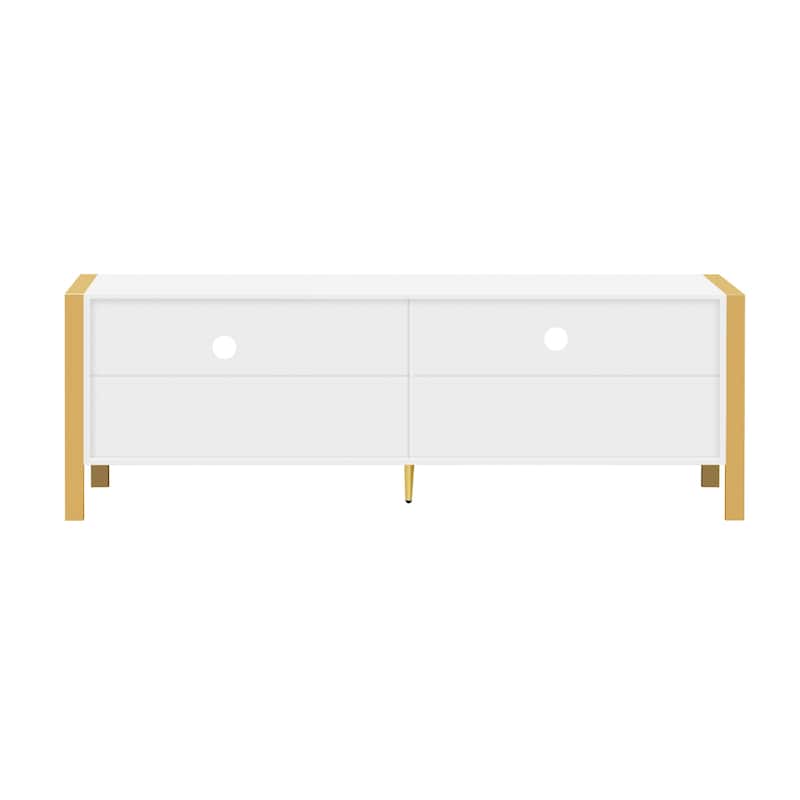 70.9" Entertainment Center TV Storage Stand for TVs up to 75", Media Console Cabinet w/ Golden Metal Legs, 2 Cabinets