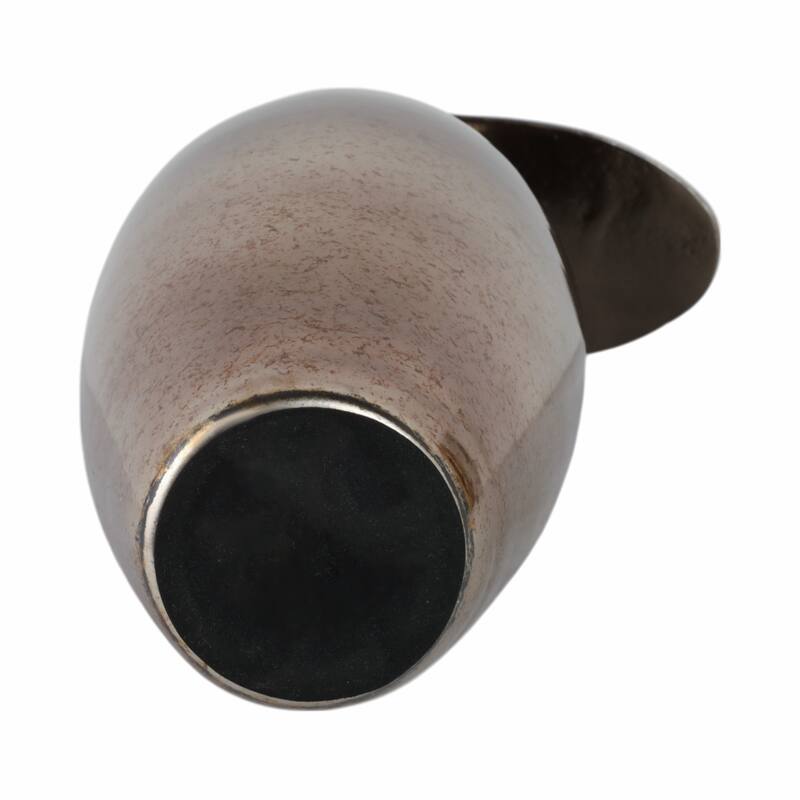 Glass Vase with Sculptural Aluminum Accent Metal Transitional Style