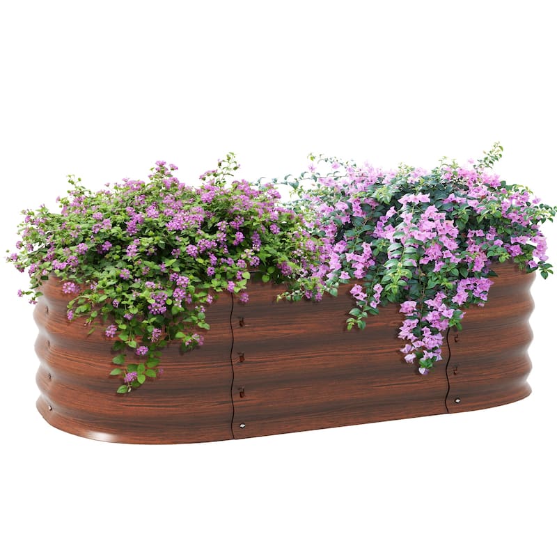Garden Bed Planter with Rubber Safety Edging and Self-Draining Bottom